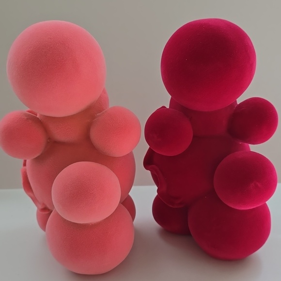 New 2 Flocked Poodle Tabletop Decoration Ashland Berry Jolly Collection - Picture 3 of 7